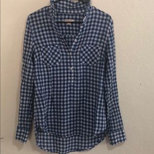 Women’s Merona Blue Plaid half buttonup longsleeve